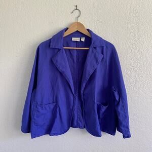 Chico's 100% Linen Open Front Light Jacket Liberty Purple Relaxed Lagenlook Boho